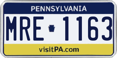 PA license plate MRE1163