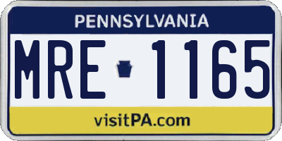 PA license plate MRE1165
