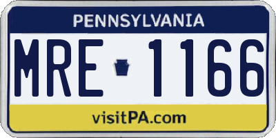 PA license plate MRE1166
