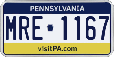PA license plate MRE1167