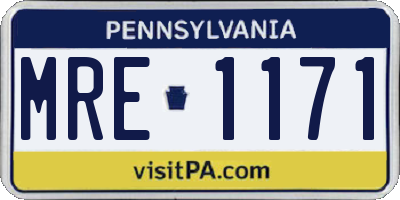 PA license plate MRE1171