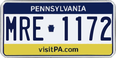PA license plate MRE1172