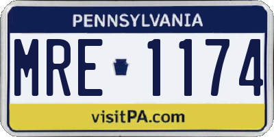 PA license plate MRE1174