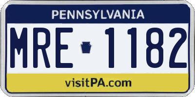 PA license plate MRE1182