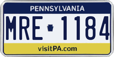 PA license plate MRE1184