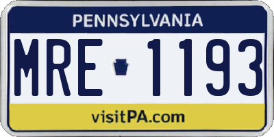 PA license plate MRE1193