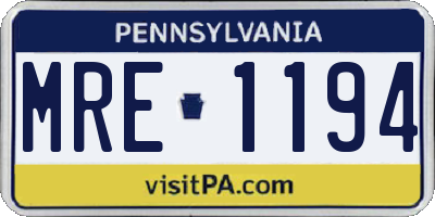 PA license plate MRE1194