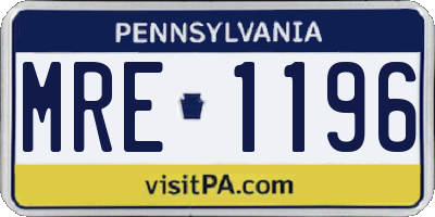 PA license plate MRE1196