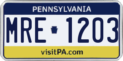 PA license plate MRE1203
