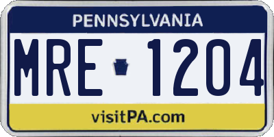 PA license plate MRE1204