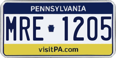 PA license plate MRE1205