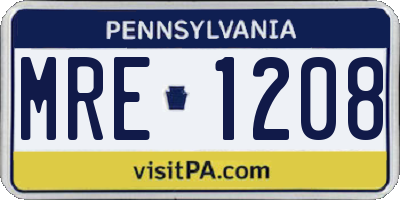 PA license plate MRE1208