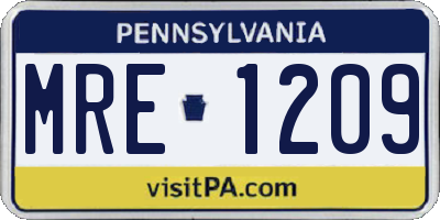 PA license plate MRE1209