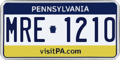 PA license plate MRE1210