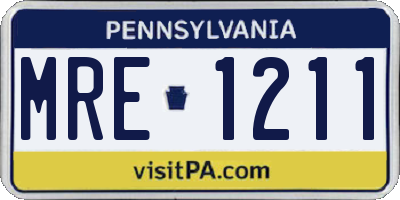PA license plate MRE1211