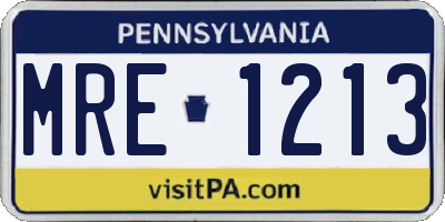PA license plate MRE1213
