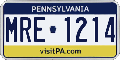 PA license plate MRE1214