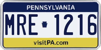 PA license plate MRE1216