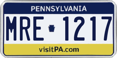 PA license plate MRE1217