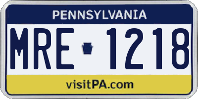 PA license plate MRE1218