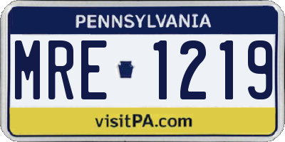 PA license plate MRE1219