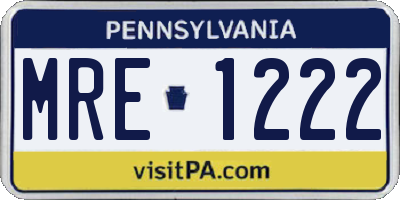 PA license plate MRE1222