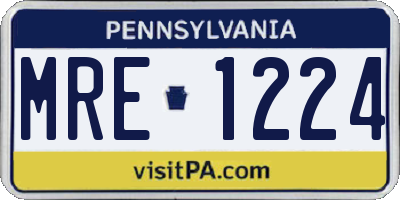 PA license plate MRE1224