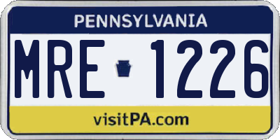 PA license plate MRE1226
