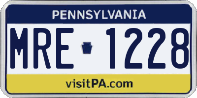 PA license plate MRE1228