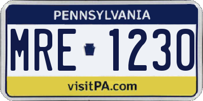 PA license plate MRE1230