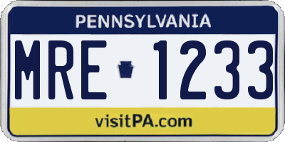 PA license plate MRE1233