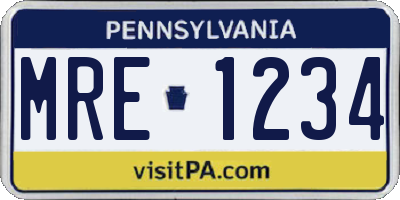 PA license plate MRE1234