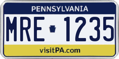 PA license plate MRE1235
