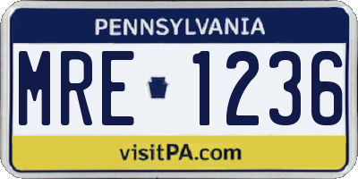 PA license plate MRE1236