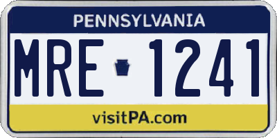 PA license plate MRE1241