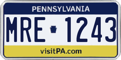 PA license plate MRE1243