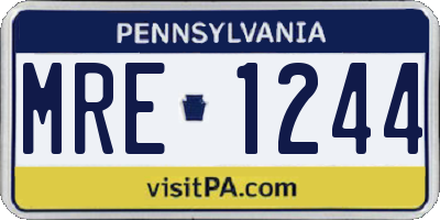 PA license plate MRE1244