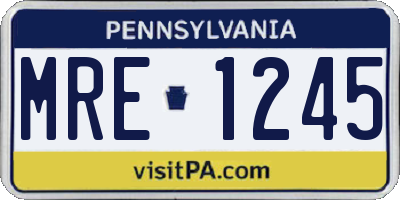 PA license plate MRE1245