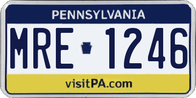 PA license plate MRE1246