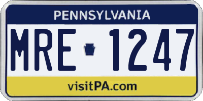 PA license plate MRE1247