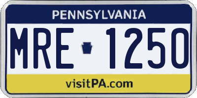PA license plate MRE1250