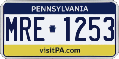 PA license plate MRE1253