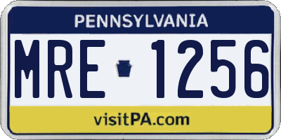 PA license plate MRE1256
