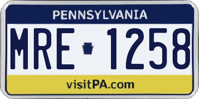 PA license plate MRE1258