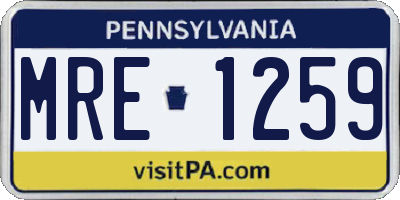 PA license plate MRE1259