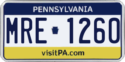 PA license plate MRE1260