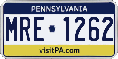PA license plate MRE1262