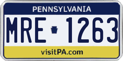 PA license plate MRE1263