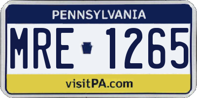 PA license plate MRE1265