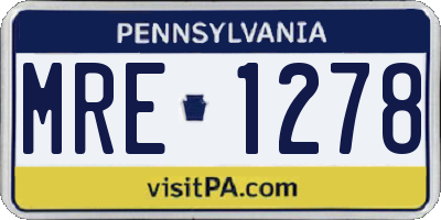 PA license plate MRE1278